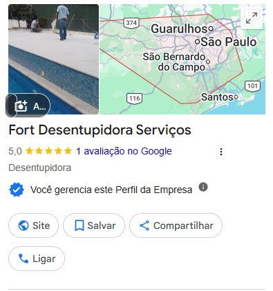 Ficha da Fort Desentupidora reativada e ativa no Google