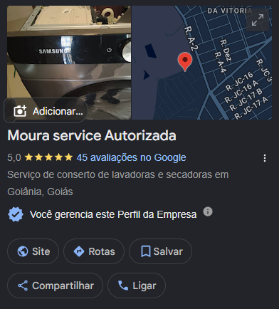 Ficha da Moura Service reativada e ativa no Google