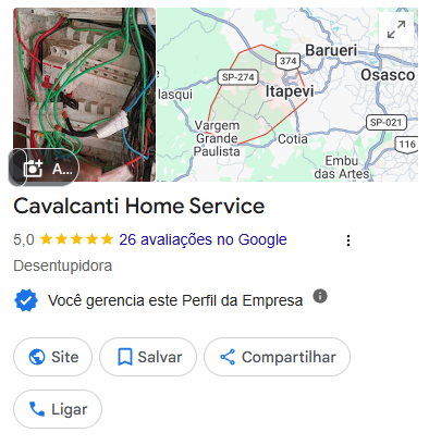 Ficha da Cavalcanti Home Service reativada e ativa no Google